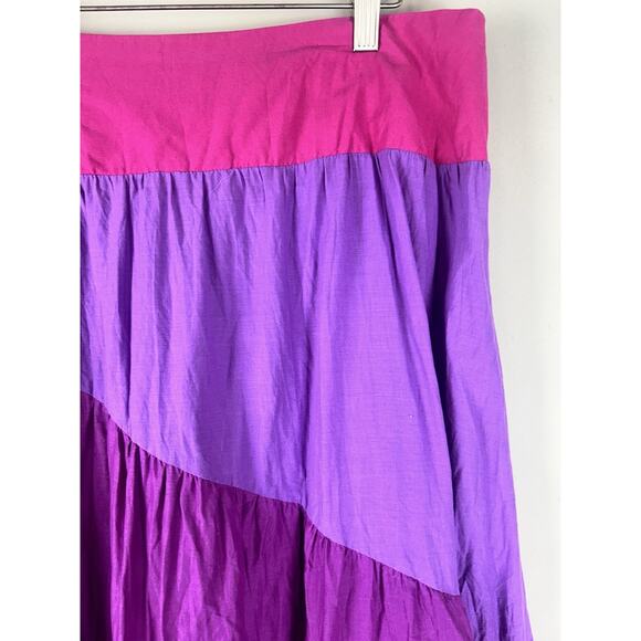 Indikka XL Pink Purple Colorblock Maxi Skirt Tiered Boho Maxi Colorful Prairie - Picture 9 of 14